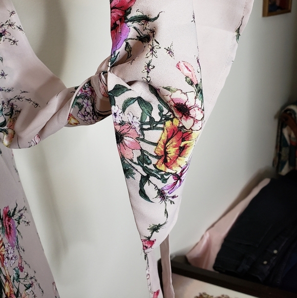 NEW  She&Sky Dress Lilac Floral Bell Sleeve Ties Sexy Mini Bohemian Castlecore - Picture 5 of 16